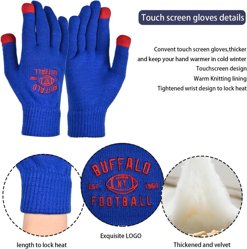 mtstaowe Vintage Classic Skull Cap Embroidery Beanie Fasion Hat Cuffed Winter Hat Knit Comes with Warm Gloves Gifts for Men Women Fans - Image 3